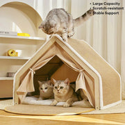 Casita Rascadora para Gatos con Zona de Descanso Acogedora