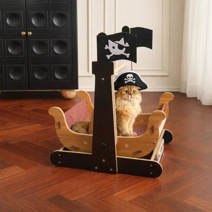 Hamaca Rascadora para Gatos con Diseño de Barco Pirata